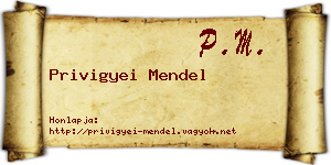 Privigyei Mendel névjegykártya